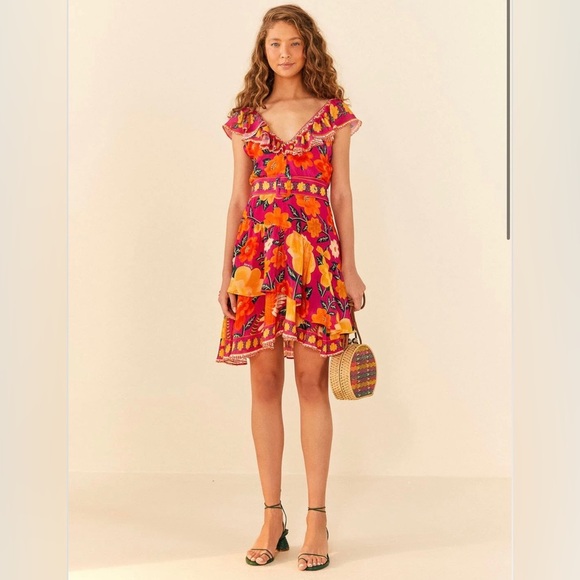 FARM Rio Dresses & Skirts - NWT FARM Rio Pink Flowers Tapestry Mini Dress